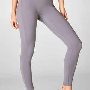 Fabletics Trinity High-Waisted pocket leggings, size small, quarry gray/white